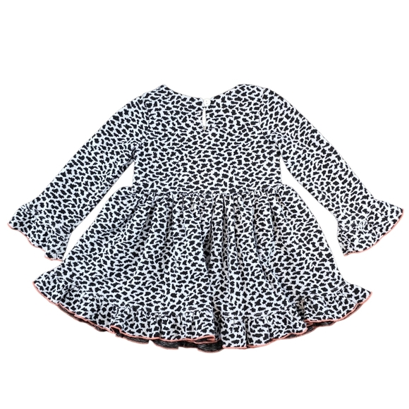 Bonnie Jean Toddler Girl Dress 2T Black White Animal Print Pink Flower - Picture 3 of 6